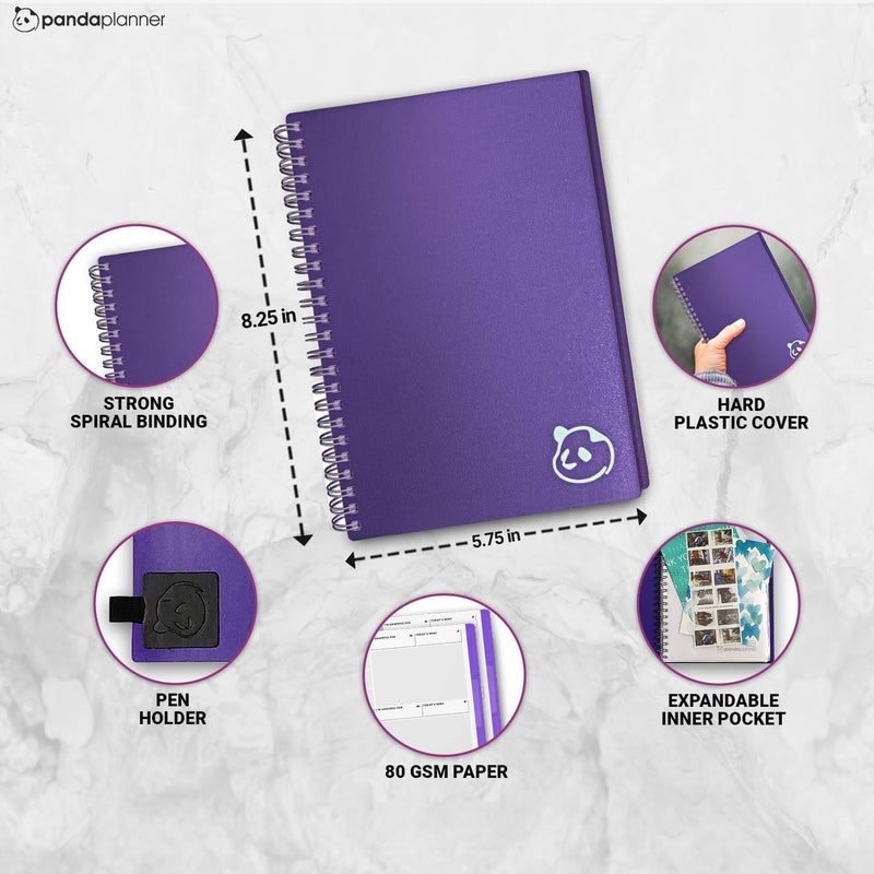 Panda Planner 2026 Undated Weekly Planner â€“ Spiral Notebook 5.75" x 8.25" with 52 Weeks, Habit Tracker & Weekly To-Do Lists â€“ Academic Planner & Productivity Organizer for Home, Office & School (Purple) - Image 5